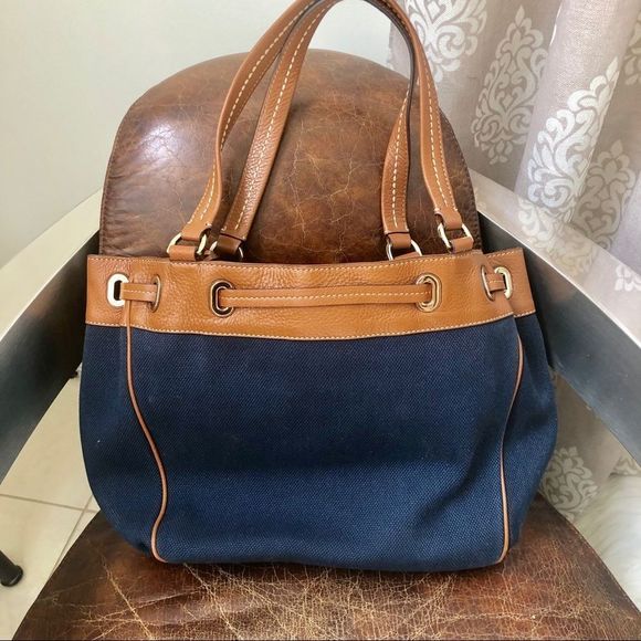 Michael Kors navy large canvas leather tote - Picture 2 of 8